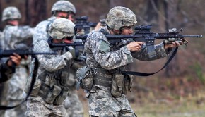Scouts with the 82nd Airborne Division?s 1st Brigade Combat Team fire on a line during a course in advanced rifle marksmanship March 21-24, 2011, at Fort Bragg, N.C.  The weeklong course emphasized adapting to battlefield problems by knowing one?s tools and capabilities.  (U.S. Army photo by Sgt. Michael J. MacLeod)